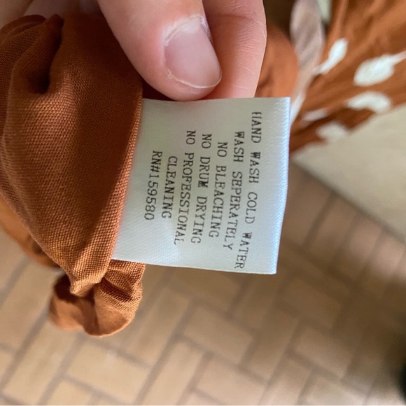 CAITLIN COVINGTON X PINK LILY BLUFF WALK BROWN POLKA DOT OFF THE SHOULDER DRESS - Picture 14 of 15